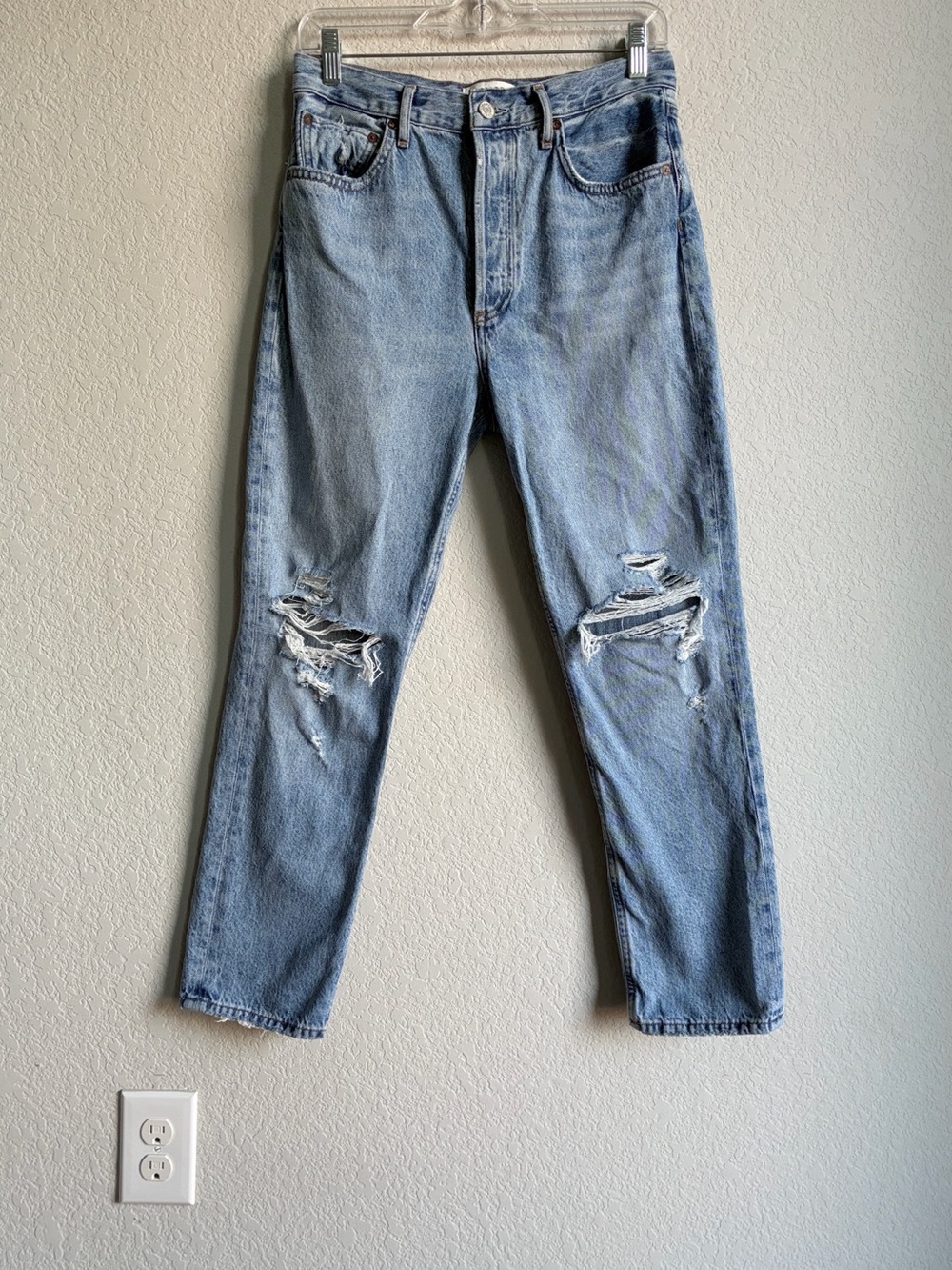 Agolde Riley Crop Ankle Jeans Distressed Button Fly 27
